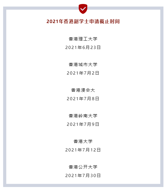 香港副学士2021年申请截止时间